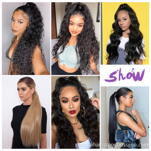 Wholesale Cheap 17 Inches Long wavy Clip In False Hair Ponytail Hairpiece With Hairpins Synthetic Hair PonyTail extensions Hair